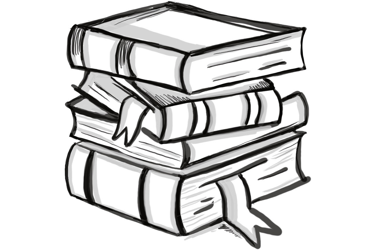 Stapel von Büchern als Symbol für Wissen und Themenvielfalt